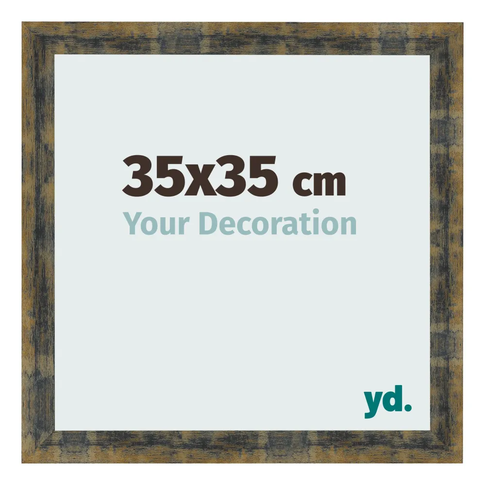Bilderrahmen 35x35 cm - Blau Gold Meliert - MDF - Pisa