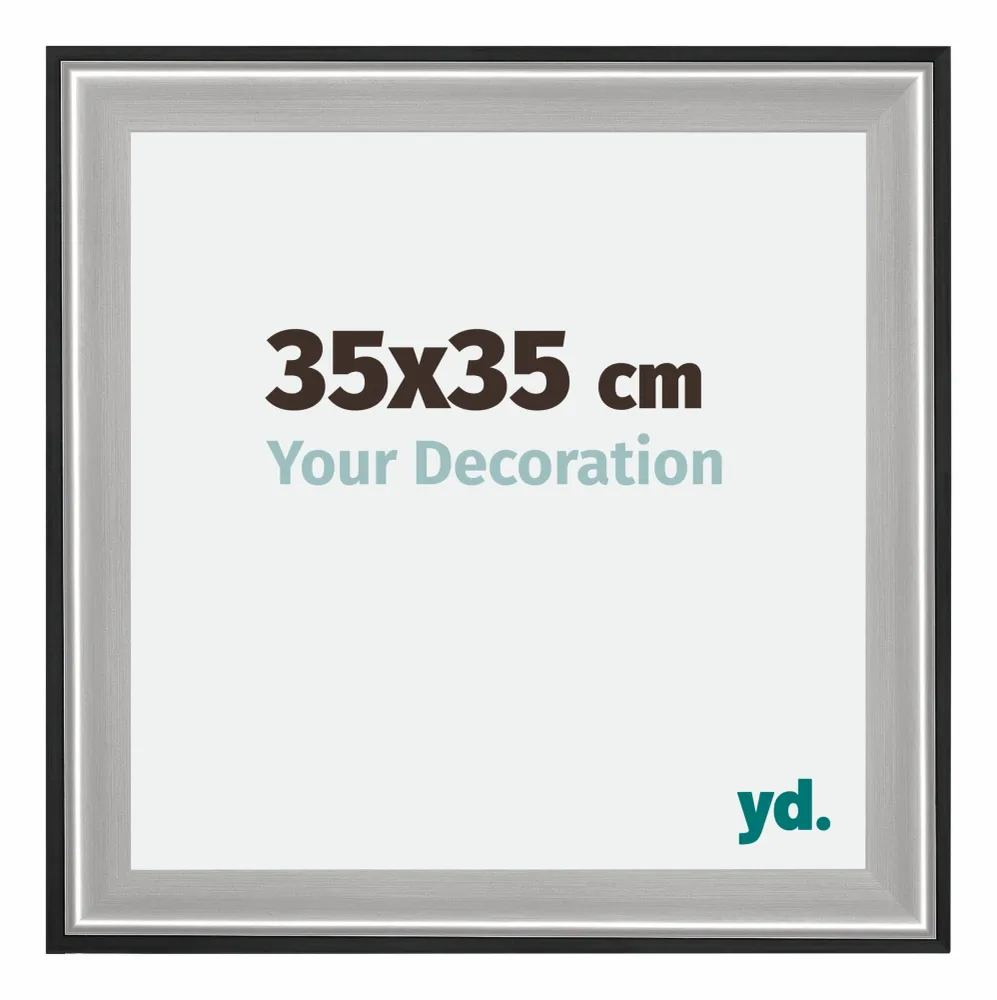 Bilderrahmen 35x35 cm - Schwarz Silber Poliert - Holz - Birmingham