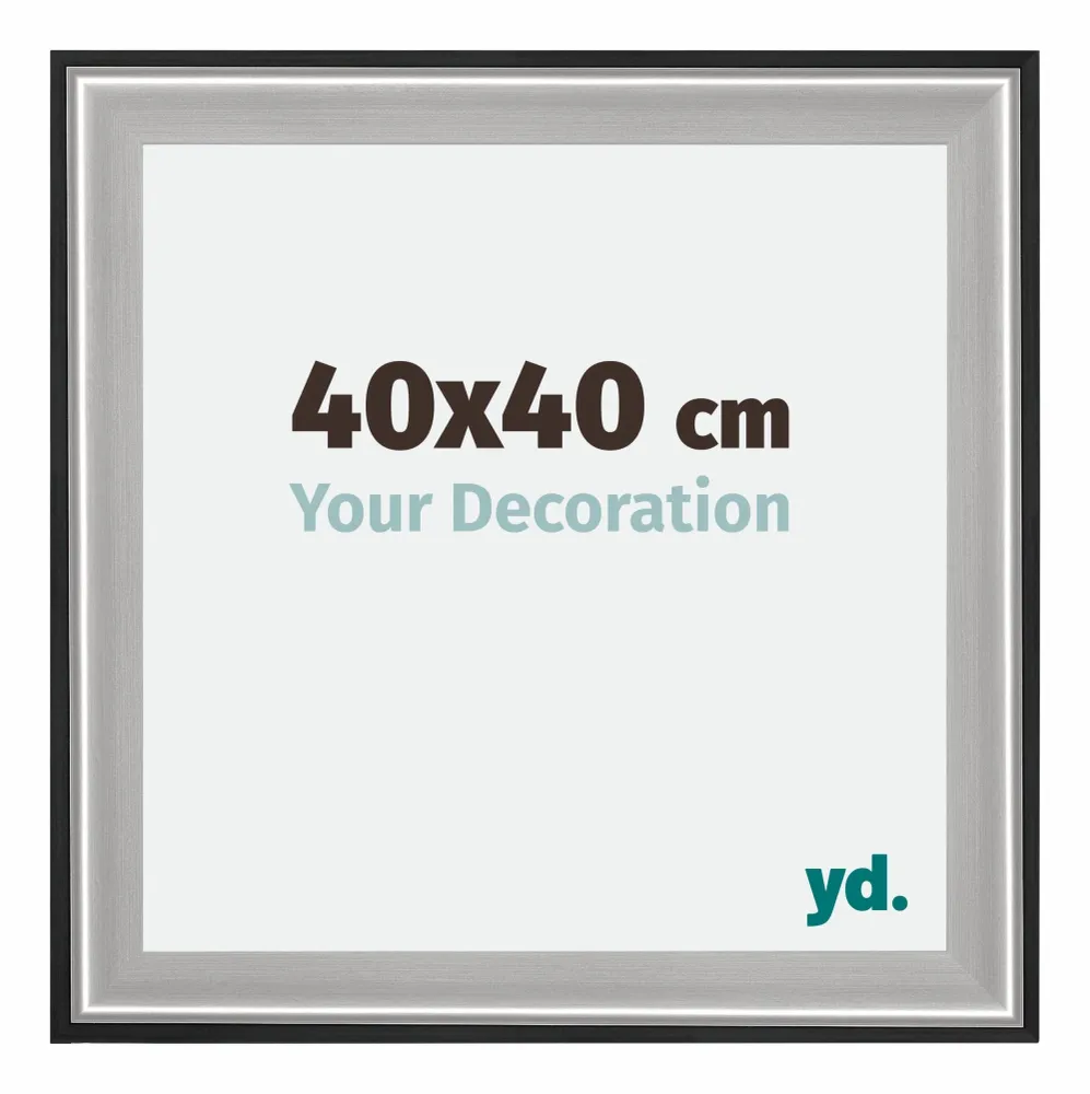 Bilderrahmen 40x40 cm - Schwarz Silber Poliert - Holz - Birmingham