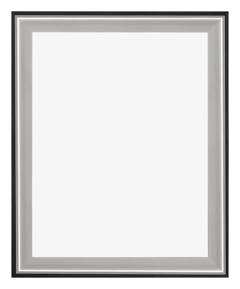 Bilderrahmen 40x55 cm - Schwarz Silber Poliert - Holz - Birmingham