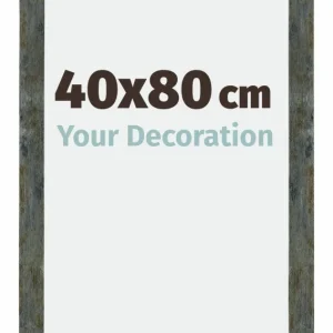 Bilderrahmen 40x80 cm - Blau Gold Meliert - MDF - Mura