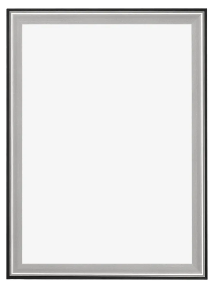 Bilderrahmen 48x67 cm - Schwarz Silber Poliert - Holz - Birmingham