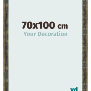 Bilderrahmen 70x100 cm - Blau Gold Meliert - MDF - Pisa