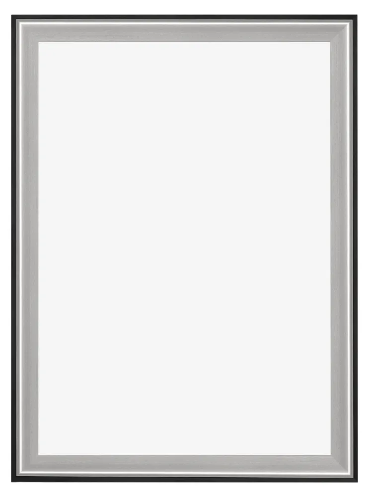 Bilderrahmen 70x100 cm - Schwarz Silber Poliert - Holz - Birmingham