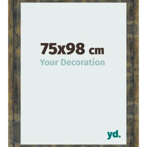 Bilderrahmen 75x98 cm - Blau Gold Meliert - MDF - Pisa