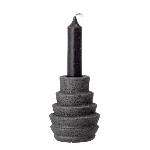 Bloomingville Kerzenhalter EMIN black 9 cm | Steingut | Kerzenständer schwarz