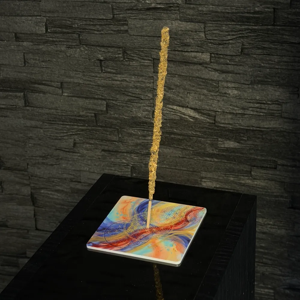 Blume des Lebens – Motiv 9 | Abstrakter Räucherstäbchenhalter aus Acryl - 10 × 10 cm