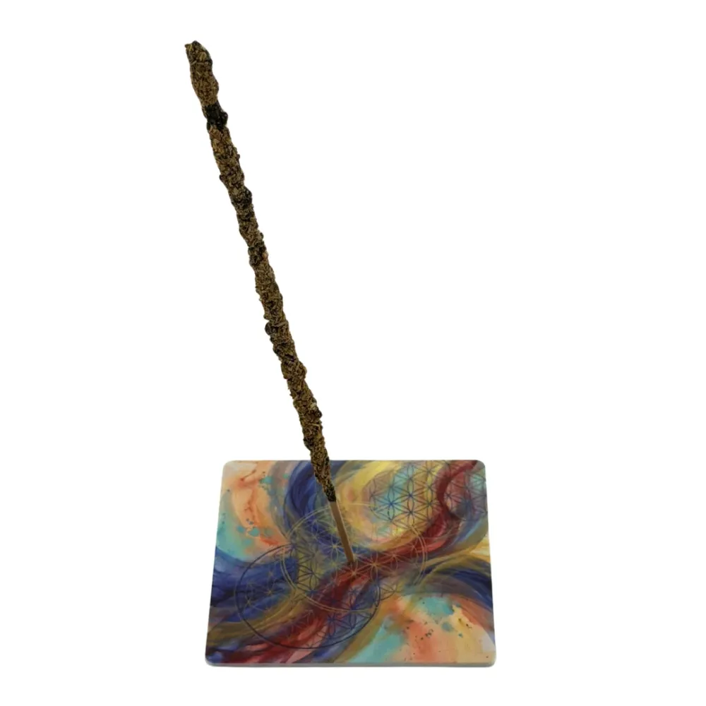 Blume des Lebens – Motiv 9 | Abstrakter Räucherstäbchenhalter aus Acryl - 10 × 10 cm