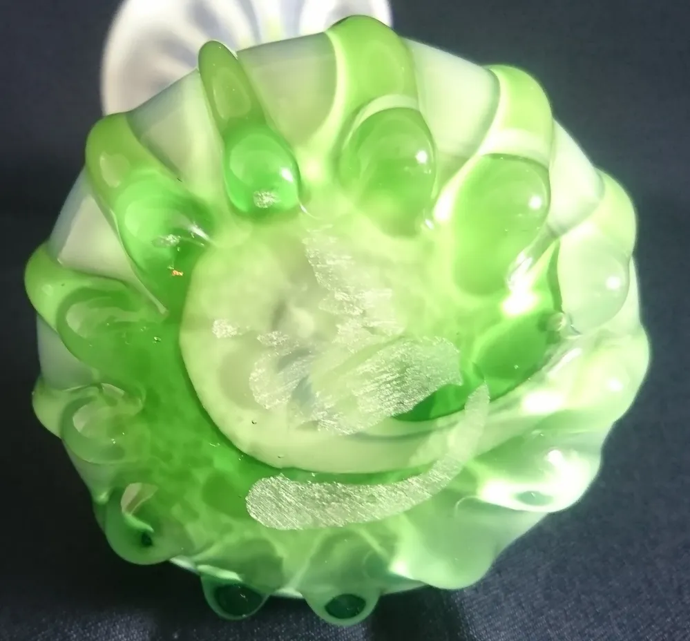 BLUMENVASE - Press- / Hartglas, Modern Style, Abstrakte Pilzform Linien Streifen Dekor
