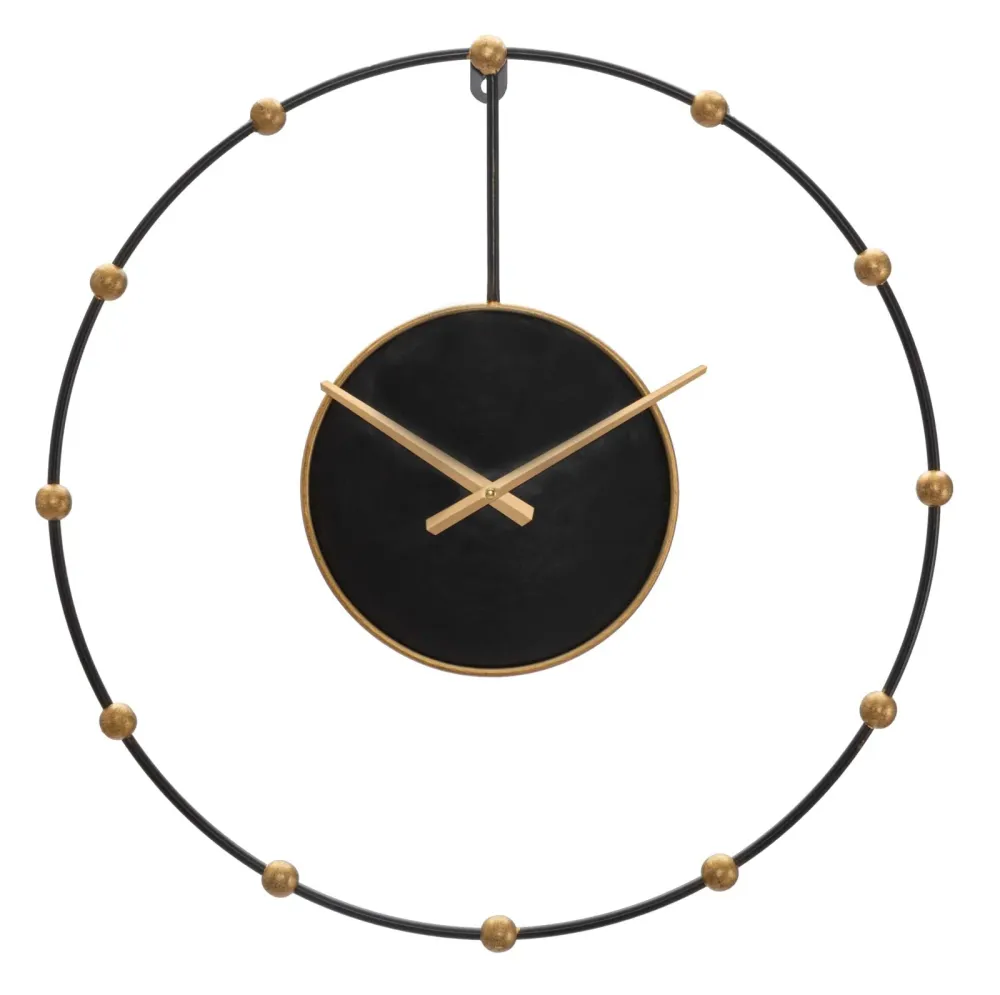 Bronzene und schwarze Wanduhr aus Metall