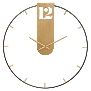 Bronzene und schwarze Wanduhr aus Metall