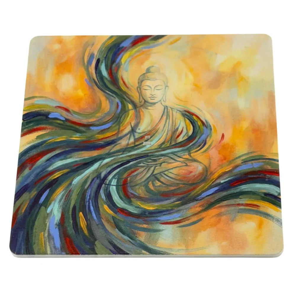 Buddha – Motiv 2 | Abstrakter Räucherstäbchenhalter aus Acryl - 10 × 10 cm