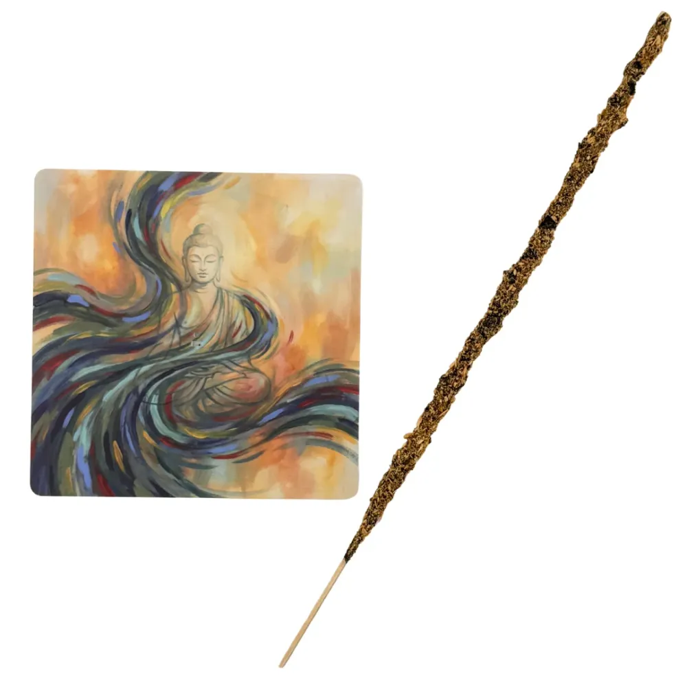 Buddha – Motiv 2 | Abstrakter Räucherstäbchenhalter aus Acryl - 10 × 10 cm
