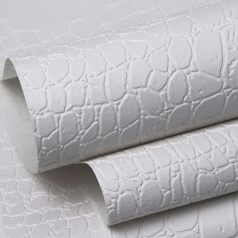 33' x 20,5" minimalistische Tapetenrolle für die Wohnzimmerdekoration mit Krokodilfeder-Design schlichtem Weiß Clearhalo