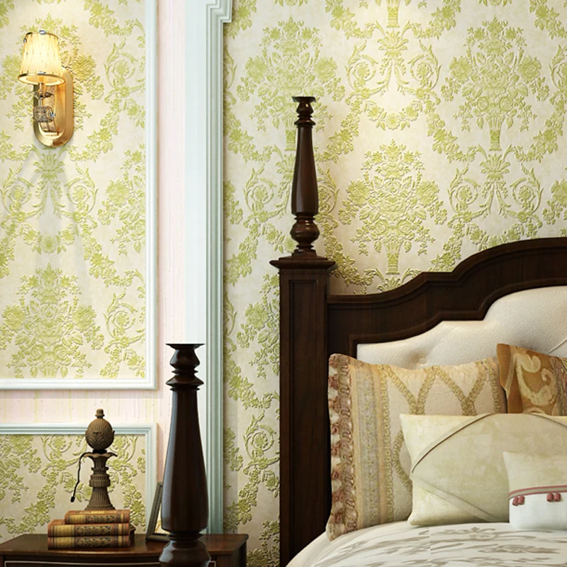 3D-geprägte, waschbare Tapete im Retro-Stil, Jacquard-Wanddekoration für Zuhause, unbeklebt Clearhalo