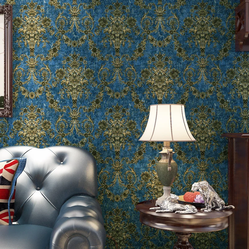 3D-geprägte, waschbare Tapete im Retro-Stil, Jacquard-Wanddekoration für Zuhause, unbeklebt Clearhalo