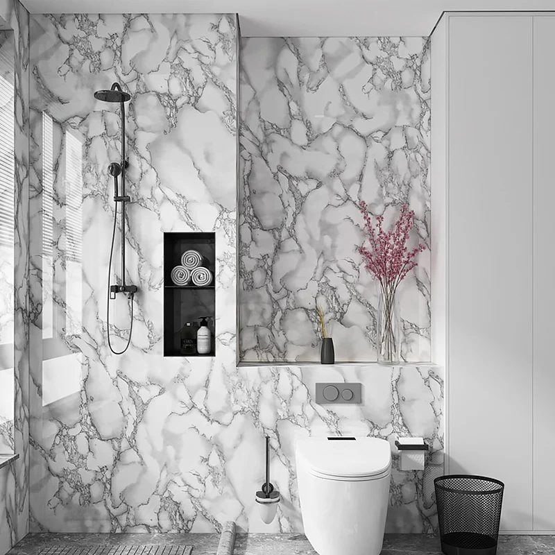 Abziehbare Marmor-Tapetenrolle, moderne, abnehmbare Küchenwandverkleidung, 32,3 m² Clearhalo
