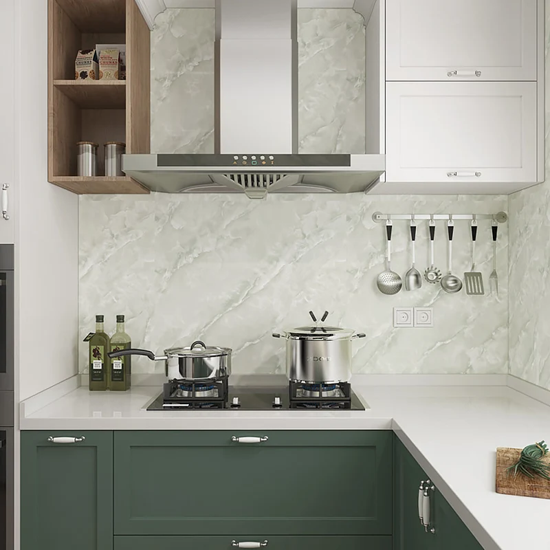 Abziehbare Marmor-Tapetenrolle, moderne, abnehmbare Küchenwandverkleidung, 32,3 m² Clearhalo