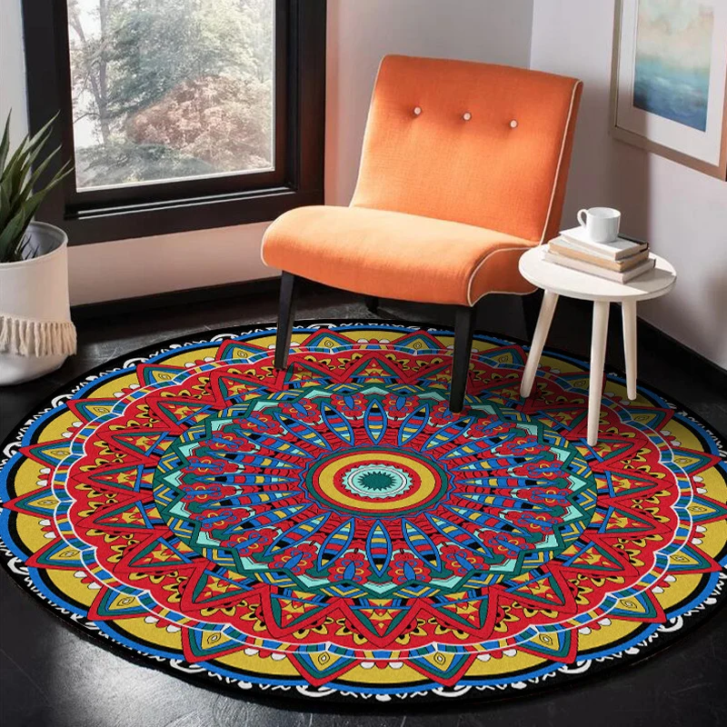 Americana Tribal-Muster-Teppich, roter Polyester-Teppich, maschinenwaschbarer, rutschfester Teppich für Schlafzimmer Clear...