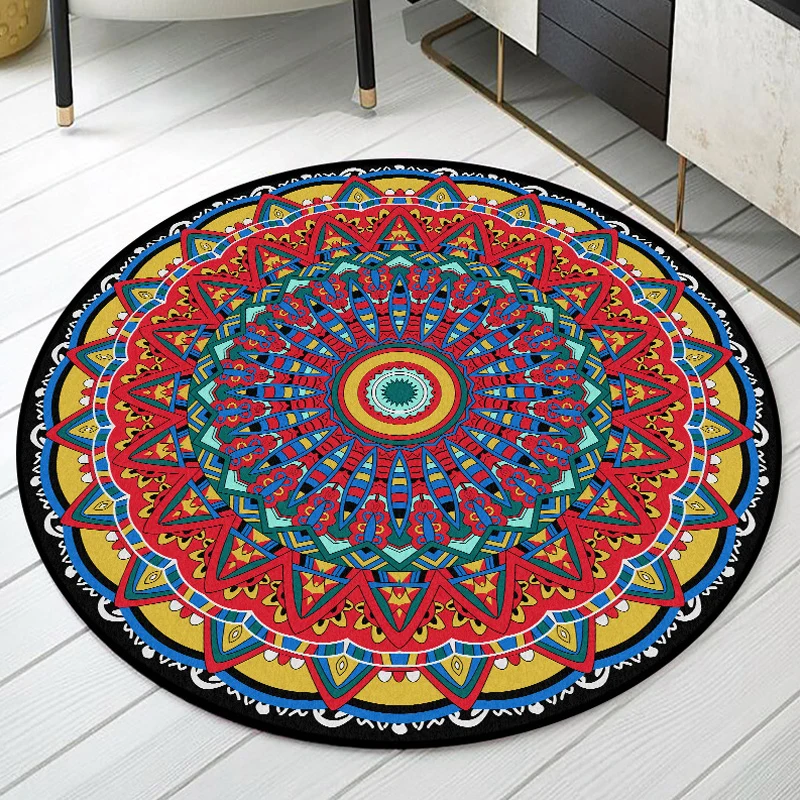 Americana Tribal-Muster-Teppich, roter Polyester-Teppich, maschinenwaschbarer, rutschfester Teppich für Schlafzimmer Clear...