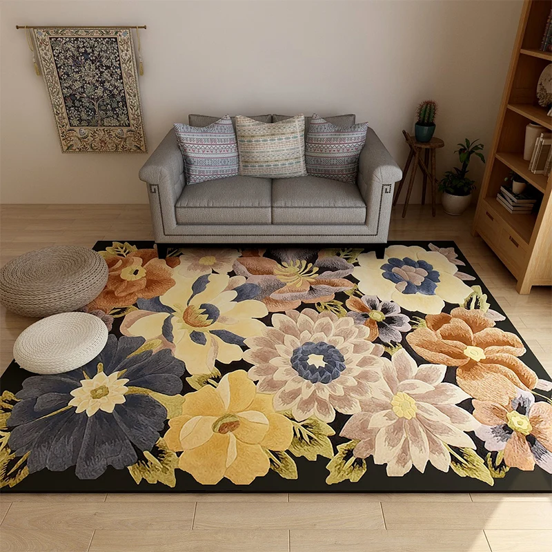 Americana-Teppich mit Blumenmuster, mehrfarbiger Polypropylen-Teppich, haustierfreundlich, maschinenwaschbar, Innenteppich...