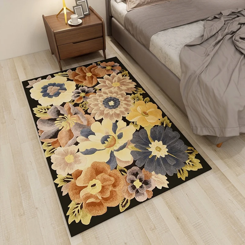 Americana-Teppich mit Blumenmuster, mehrfarbiger Polypropylen-Teppich, haustierfreundlich, maschinenwaschbar, Innenteppich...