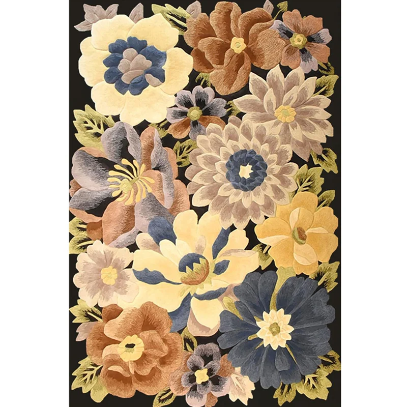 Americana-Teppich mit Blumenmuster, mehrfarbiger Polypropylen-Teppich, haustierfreundlich, maschinenwaschbar, Innenteppich...