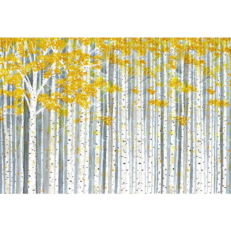 Amerikanische Wandkunst für Wohnzimmer, gelbe und grüne Birke, personalisierte Größe erhältlich Clearhalo
