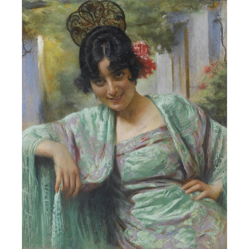 Aqua Lady Robe Murals Portrait Klassische feuchtigkeitsbeständige Wandverkleidung für das Wohnzimmer Clearhalo