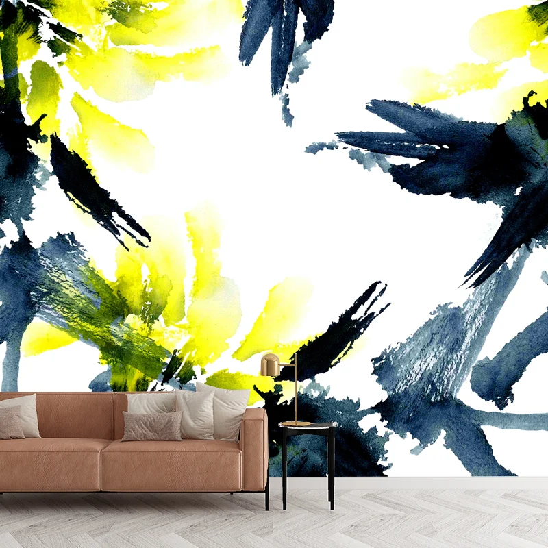 Aquarell-Vogel- und Zweig-Wandgemälde, künstlerische, waschbare Schlafzimmer-Wanddekoration, maßgeschneidert Clearhalo