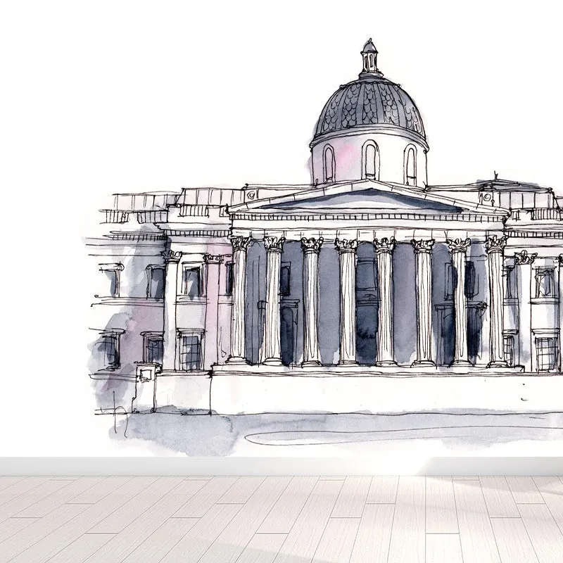 Architektur-Wahrzeichen-Zeichnungswandbild Global inspirierte glatte Wandkunst sanften Farben Clearhalo