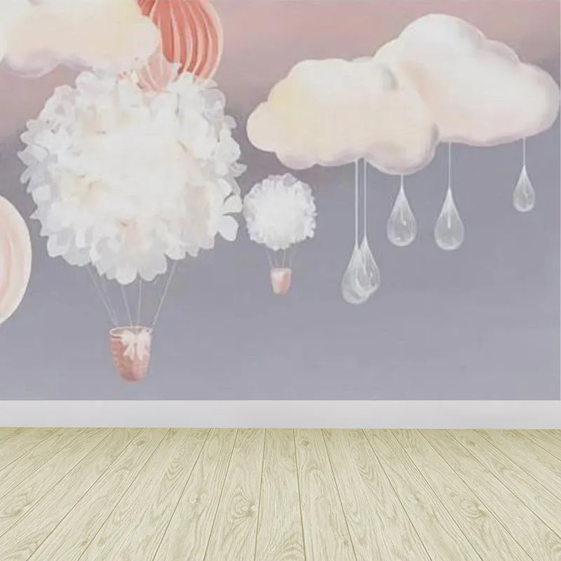 Ballon- und Wolken-Druck-Wandbild, Cartoon-waschbare Babyzimmer-Wandverkleidung, nach Maß gefertigt Clearhalo