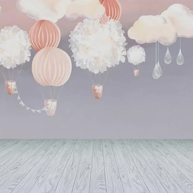 Ballon- und Wolken-Druck-Wandbild, Cartoon-waschbare Babyzimmer-Wandverkleidung, nach Maß gefertigt Clearhalo