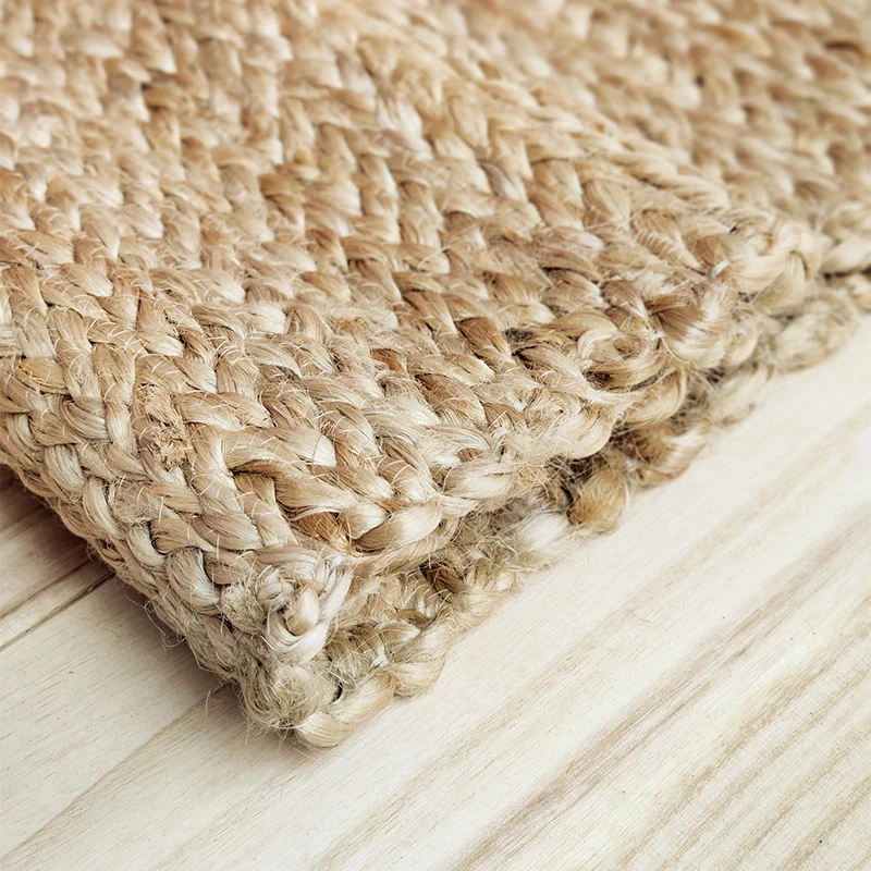 Bauernhof-Schlafzimmerteppich, mehrfarbig, einfarbig, Jute-Teppich, handgefertigt, Naturfaser-Teppich Clearhalo