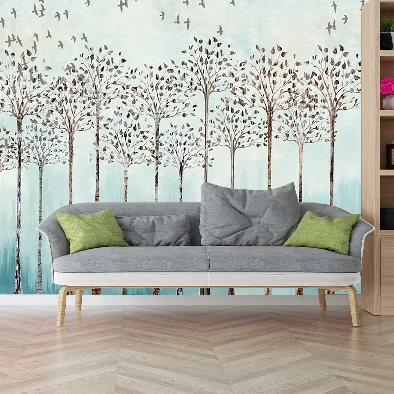 Baum Linienzeichnung, moderne, wasserdichte Wandverkleidung für Schlafzimmer, personalisierte Größe Clearhalo
