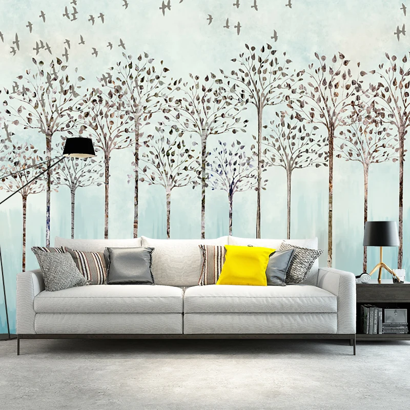 Baum Linienzeichnung, moderne, wasserdichte Wandverkleidung für Schlafzimmer, personalisierte Größe Clearhalo