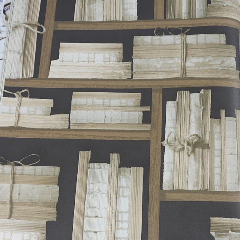 Bücherregal-Tapetenrolle, dunkle Farbe, industrielle Wandverkleidung für Arbeitszimmer, 57,1 Quadratfuß Clearhalo