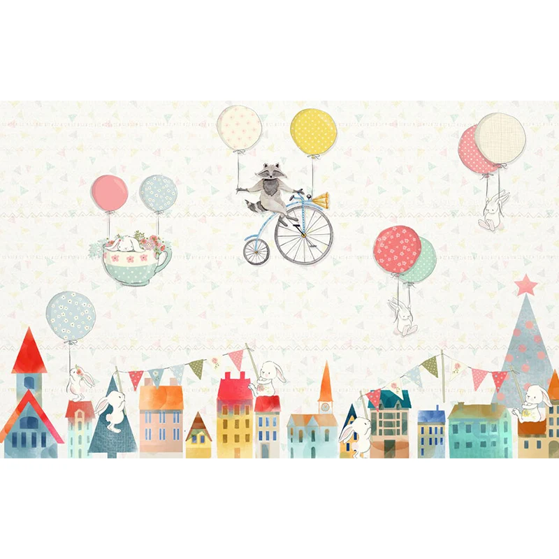 Benutzerdefinierter Illustrations-Ballon-Wandaufkleber für Kinderzimmer Beige, personalisierte Größe verfügbar Clearhalo