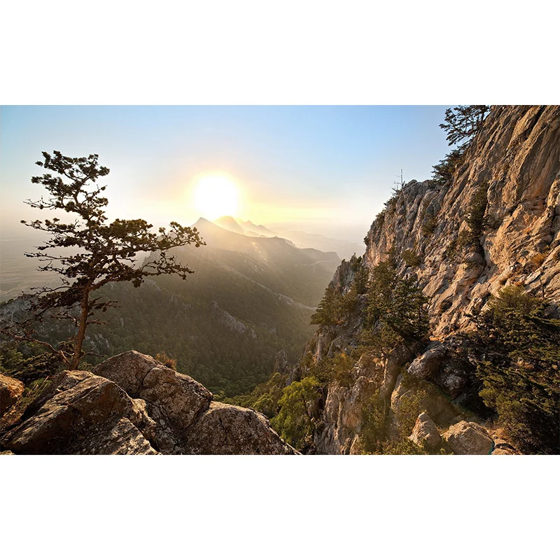 Berglandschaft während des Sonnenaufgangs Wandbild Moderne wasserdichte Wohnzimmer-Wandkunst, individuelle Größe Clearhalo