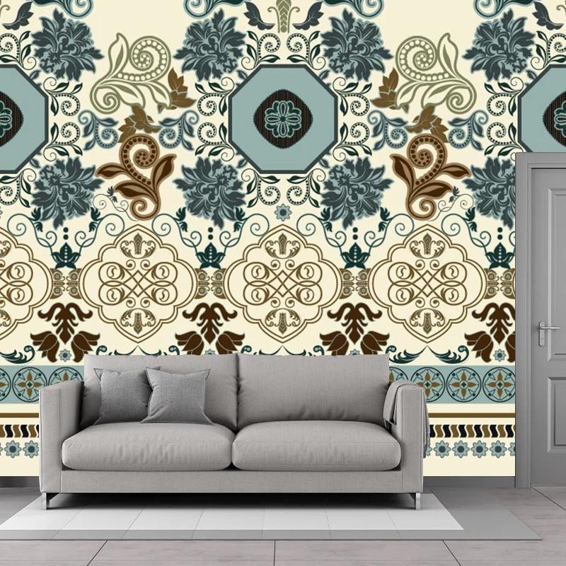 Blau-braune Blumentapeten-Wandbilder, feuchtigkeitsbeständige Boho-Schlafzimmer-Wandverkleidung Clearhalo