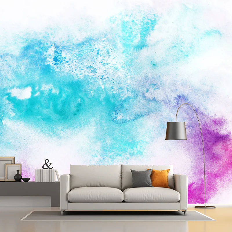 Blaue Artistik-Tapete, komplettes Batik-Wanddekor für Schlafzimmer, individuelle Größe Clearhalo