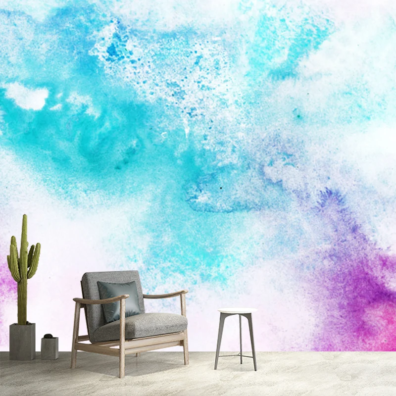 Blaue Artistik-Tapete, komplettes Batik-Wanddekor für Schlafzimmer, individuelle Größe Clearhalo