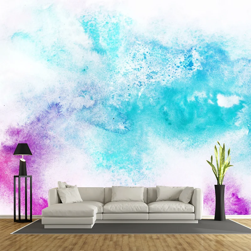 Blaue Artistik-Tapete, komplettes Batik-Wanddekor für Schlafzimmer, individuelle Größe Clearhalo