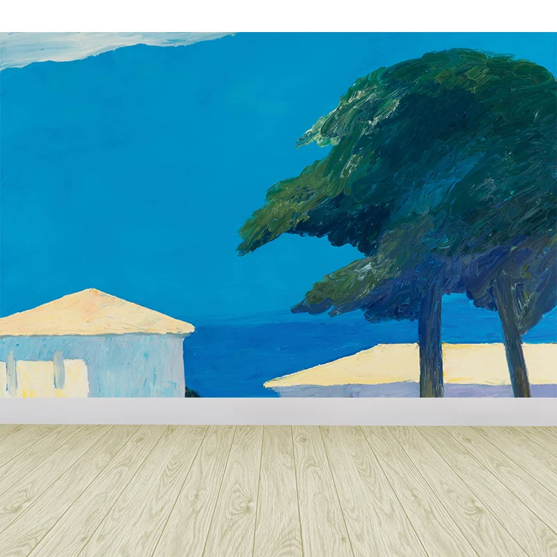 Blaue Berge und Bäume, Wandaufkleber, Natur, zeitgenössische Kunst, schmutzabweisende Wandverkleidung Clearhalo