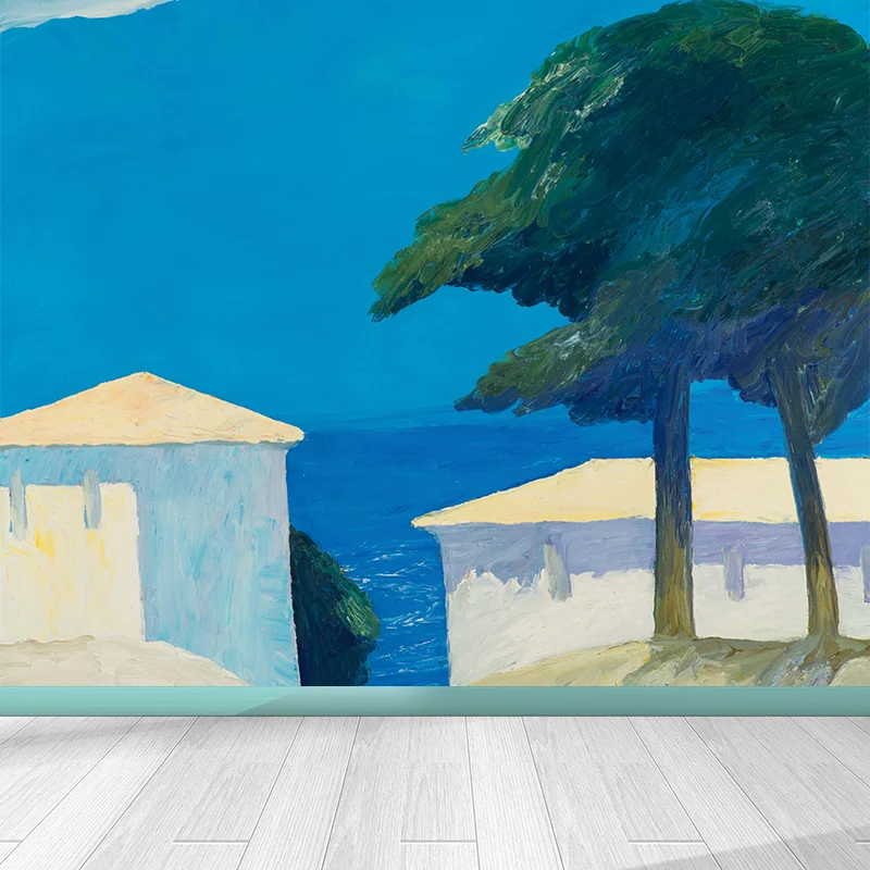 Blaue Berge und Bäume, Wandaufkleber, Natur, zeitgenössische Kunst, schmutzabweisende Wandverkleidung Clearhalo