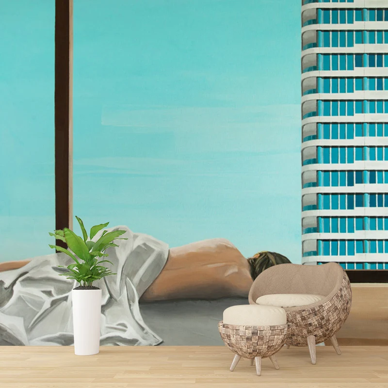 Blaue moderne Kunst-Wandbilder, große Größe, schlafende Frau, Wanddekoration für die Wohnung Clearhalo