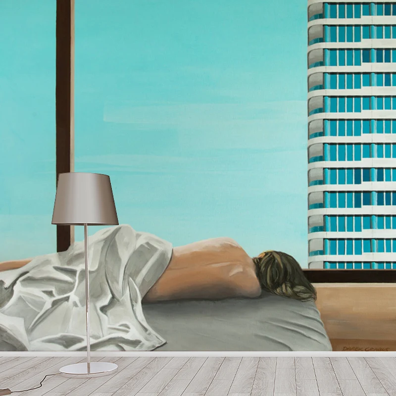 Blaue moderne Kunst-Wandbilder, große Größe, schlafende Frau, Wanddekoration für die Wohnung Clearhalo