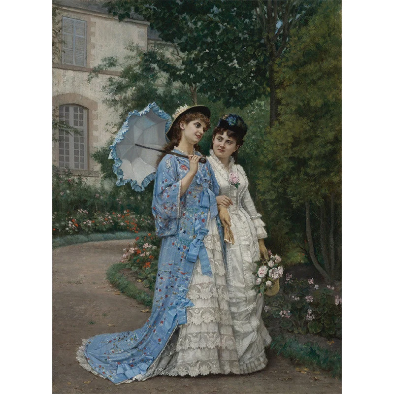 Blaue und weiße Lady-Wandtapete, wasserbeständige Wandkunst für die Wohnzimmerdekoration Clearhalo