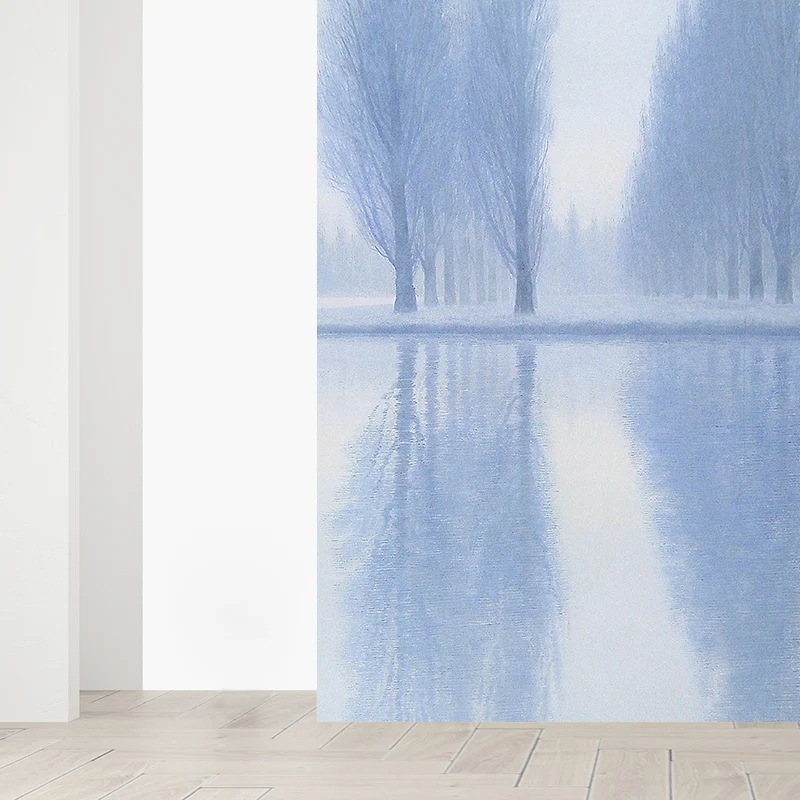 Blaue Wildbäume-Wandtapete, fleckenabweisende zeitgenössische Badezimmer-Wandverkleidung Clearhalo