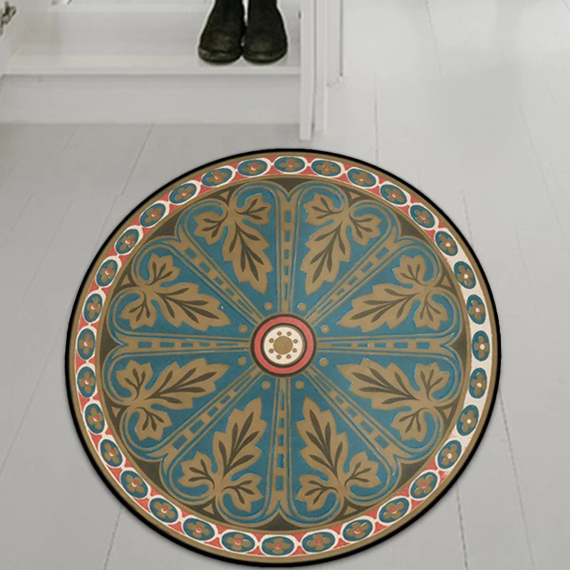 Blauer Americana-Teppich, Polyester, Southwestern Leaf-Teppich, rutschfester Teppich für Schlafzimmer Clearhalo